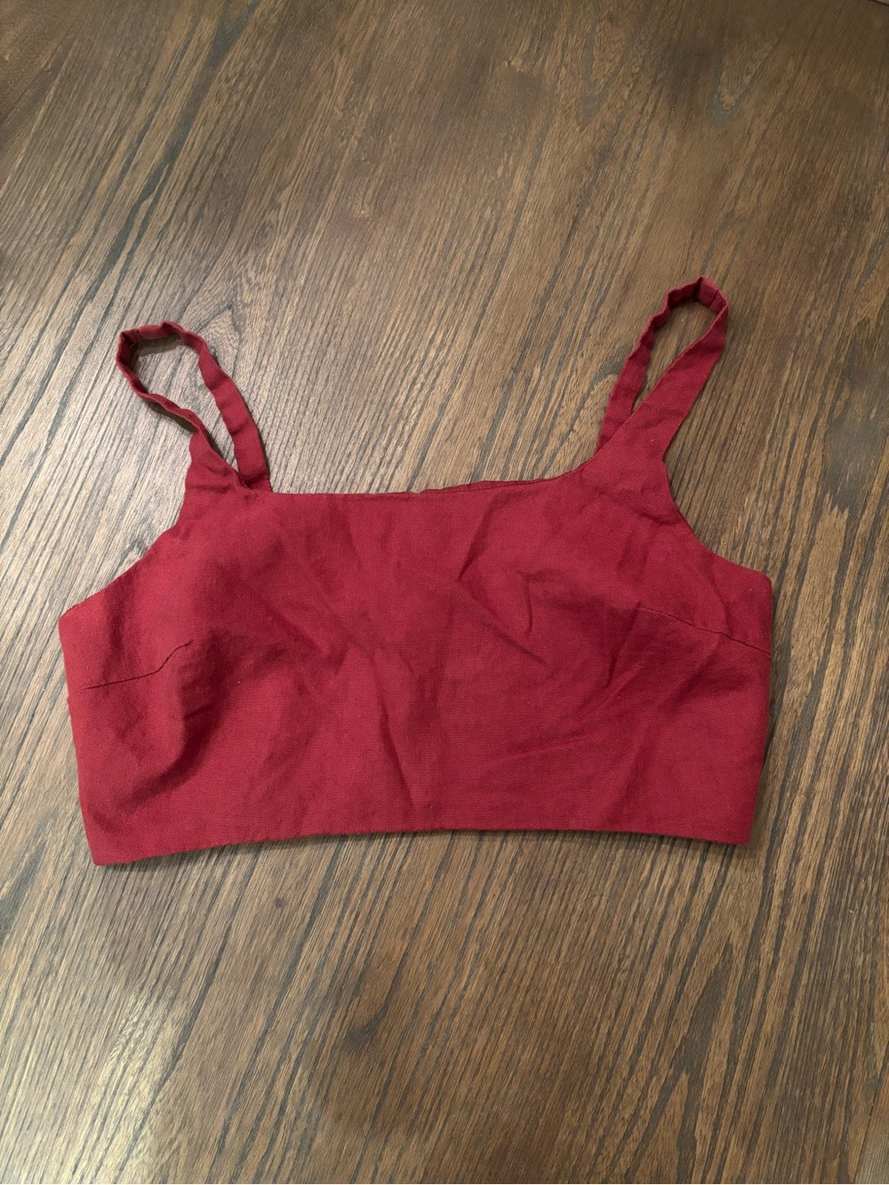 Red Cropped Bralette Top
